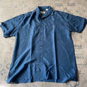 Uomo Silk Men's Blue Short Sleeve Shirt